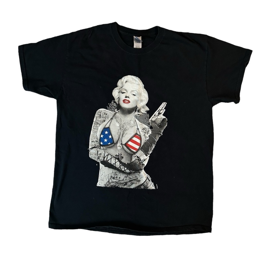 5/$25 Marilyn Monroe classic patriot short sleeve tee shirt size large